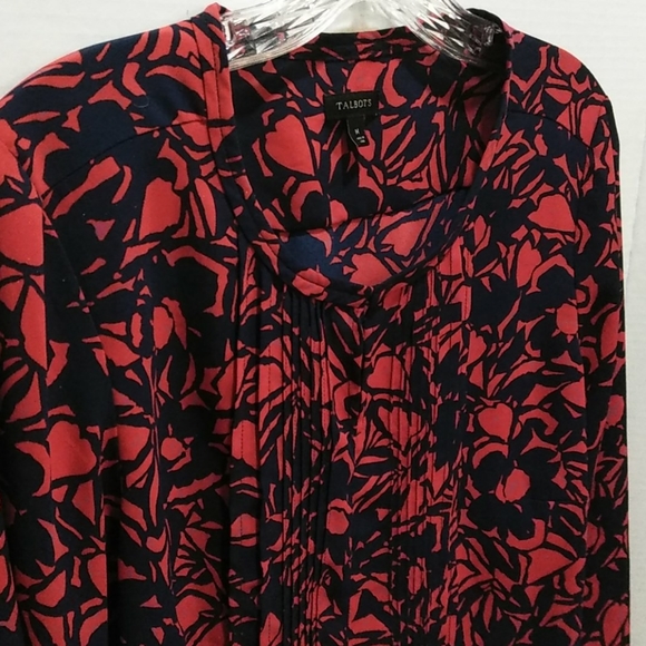 Talbot's size M red/black blouse top polyester - Picture 3 of 9